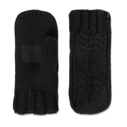 isotoner Manoplas de punto grueso para mujer con forro cálido y suave - Talla Única - Negro -