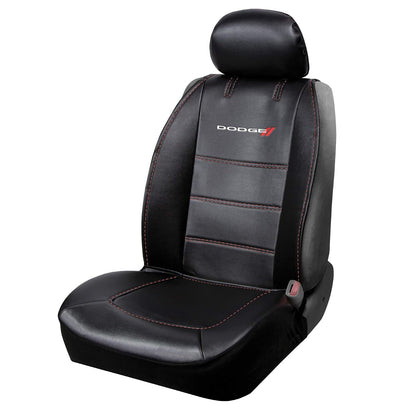 Plasticolor 008627R01 - Funda de Asiento de Lujo, con Logotipo incrustado, Costuras de Alto Contraste, 3 Piezas, sin Laterales, para Automóvil, camión o SUV, con Bolsillo de Carga, Color Negro