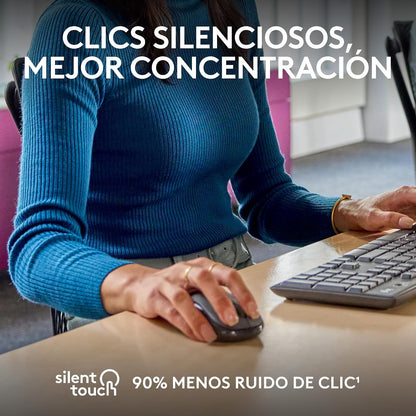 Logitech M240 for Business, Mouse inalámbrico silencioso, Receptor USB Logi Bolt Seguro, Bluetooth, certificación Global para Windows, Mac, Chrome, Linux, iPadOS, Android - Grafito