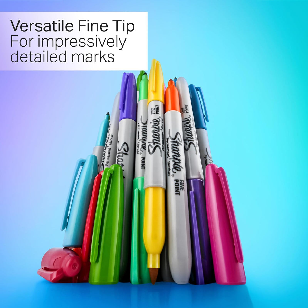Sharpie Marcadores Glam Pop, Marcadores Permanentes, Punta Fina, Colores Surtidos, 24 Piezas