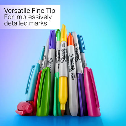 Sharpie Marcadores Glam Pop, Marcadores Permanentes, Punta Fina, Colores Surtidos, 24 Piezas
