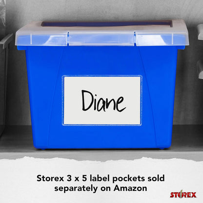 Storex Contenedor de almacenamiento de 4 galones con tapa, organizador de plástico para el aula para libros y suministros, colores surtidos, paquete de 6 (61406U06C)