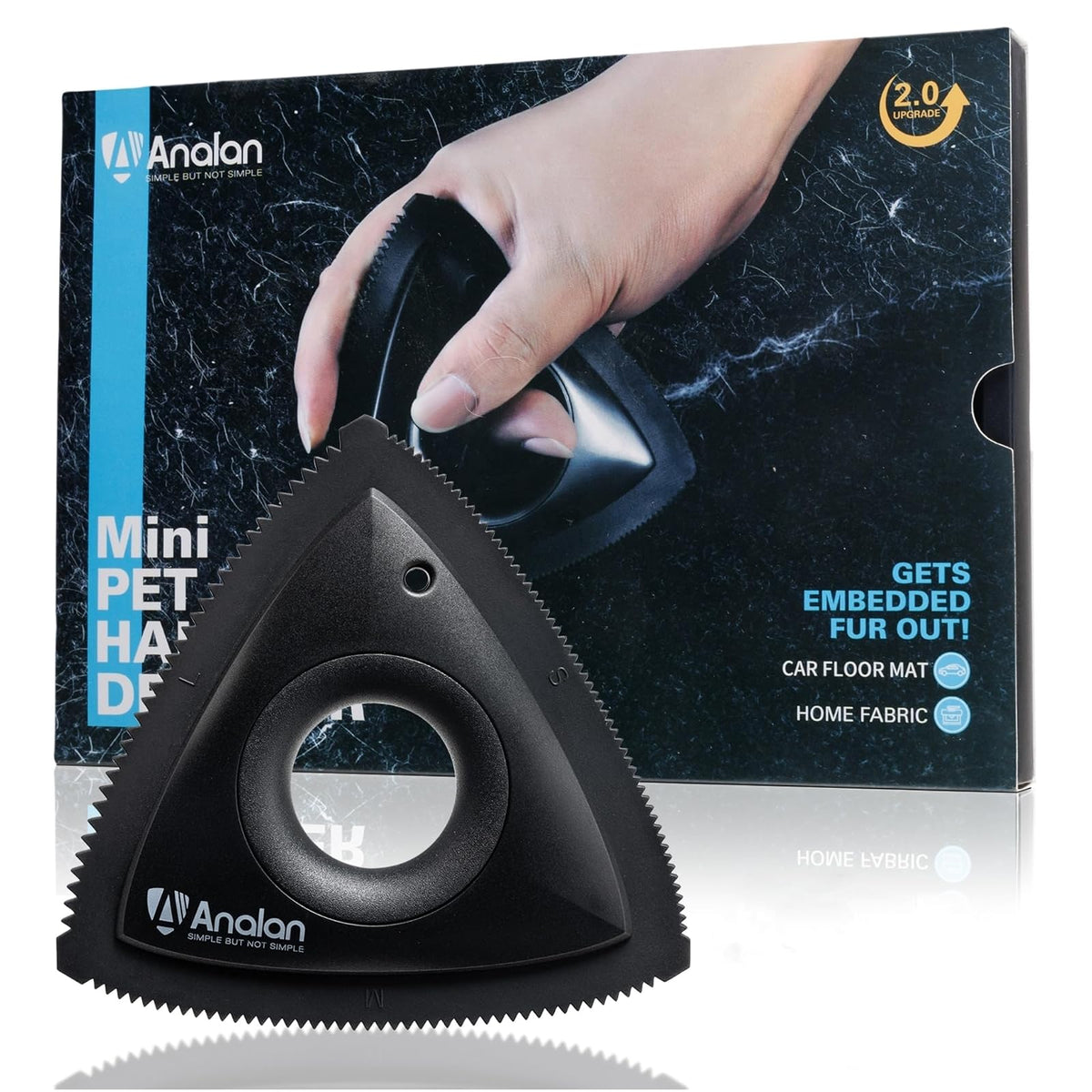 ANALAN Mini removedor de Pelo de Mascotas para sofá, removedor de Pelo de Perro, Cepillo removedor de Pelo de Gato para Las vestiduras del Automóvil, Detalles del Automóvil, Telas en el hogar (Black)