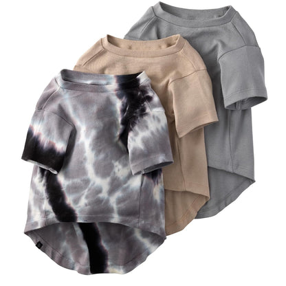 Pet Passion Toby II – La Playera Perfecta, Paquete de 3 Camisetas de Manga Corta para Mascotas, 100% algodón orgánico, Ropa para Perros pequeños, medianos y Grandes, teñido Anudado de Arena Negra, M