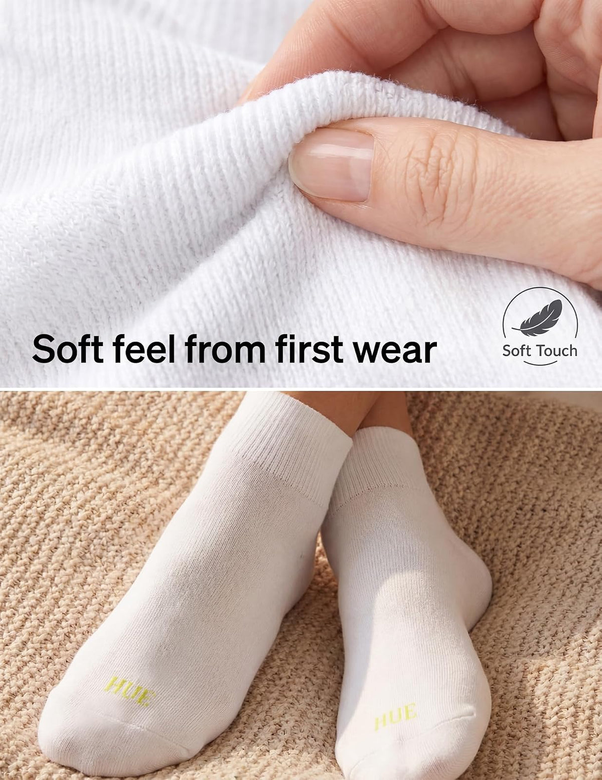 HUE parte superior de cuarto para mujer con cojín, paquete de 6, Blanco/Playa, Talla única