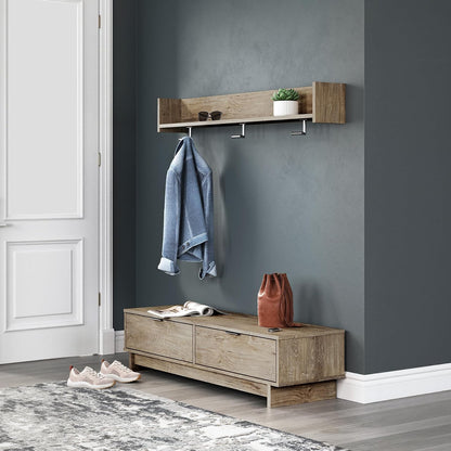 Signature Design by Ashley - Oliah - Perchero de Pared con Estante, Color Natural