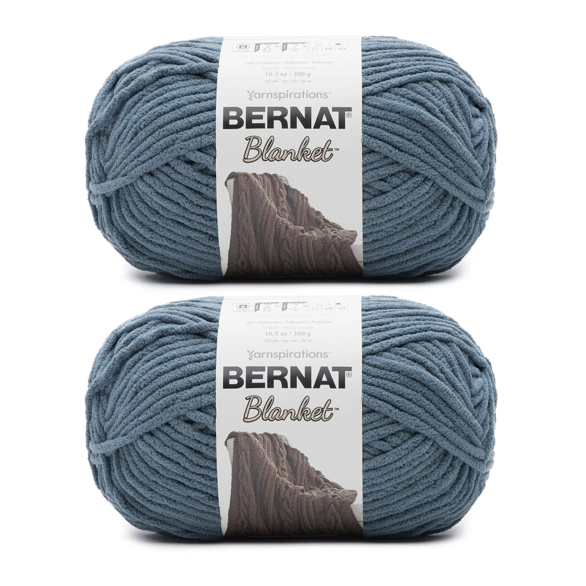 Bernat Blanket Estambre Chenille Súper Voluminoso, Paquete de 2 - Paquete de 2 - VERDE STORMY