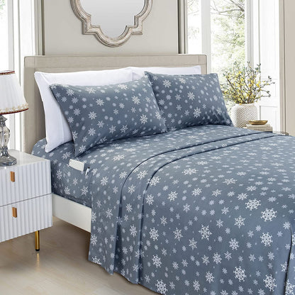Elegant Comfort - Juego de sábanas de 6 Piezas con Estampado navideño, 1500 Hilos, Material Transpirable y súper Suave, Resistente a Las Arrugas, sábanas bajeras con Bolsillos Inteligentes, 6 Piezas,