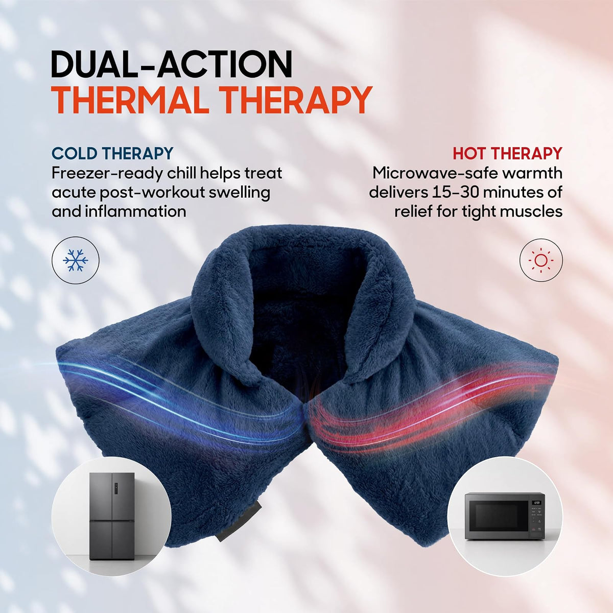 Sharper Image - Envoltura térmica para cuello y hombro, almohadilla de felpa cálida y refrescante para microondas, aromaterapia perfumada (mezcla de spa 100% lavanda natural y hierbas), terapia de