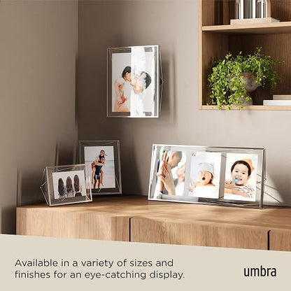 Umbra Prisma Marco de fotos 8x10 (20,32 x 25,4 cm): expositor metálico flotante para pared o escritorio, ideal para fotos, obras de arte, ilustraciones y más, cromado
