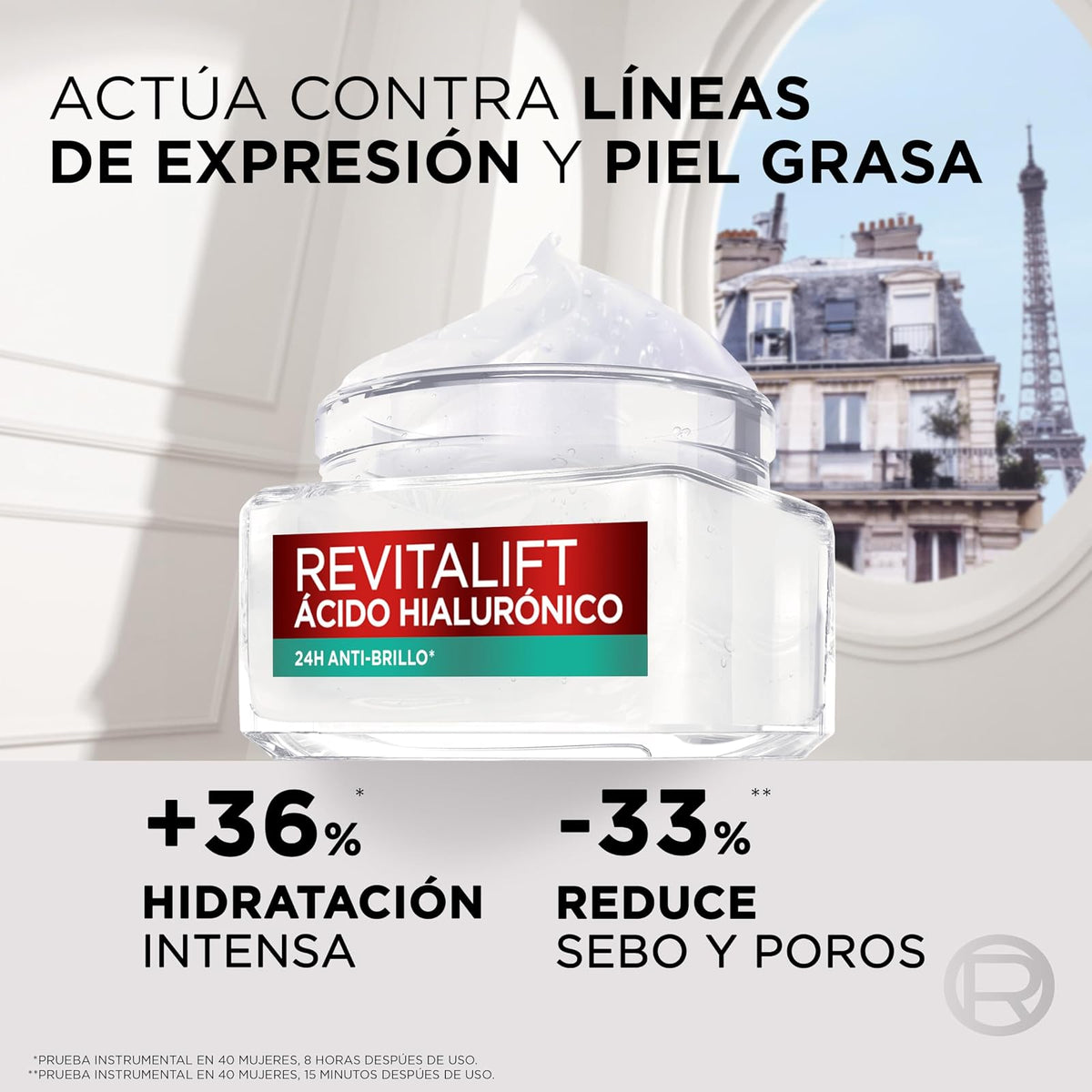 L'Oréal Paris Gel Crema Facial Rellenador Anti Brillo Revitalift Ácido Hialurónico, 50 ml