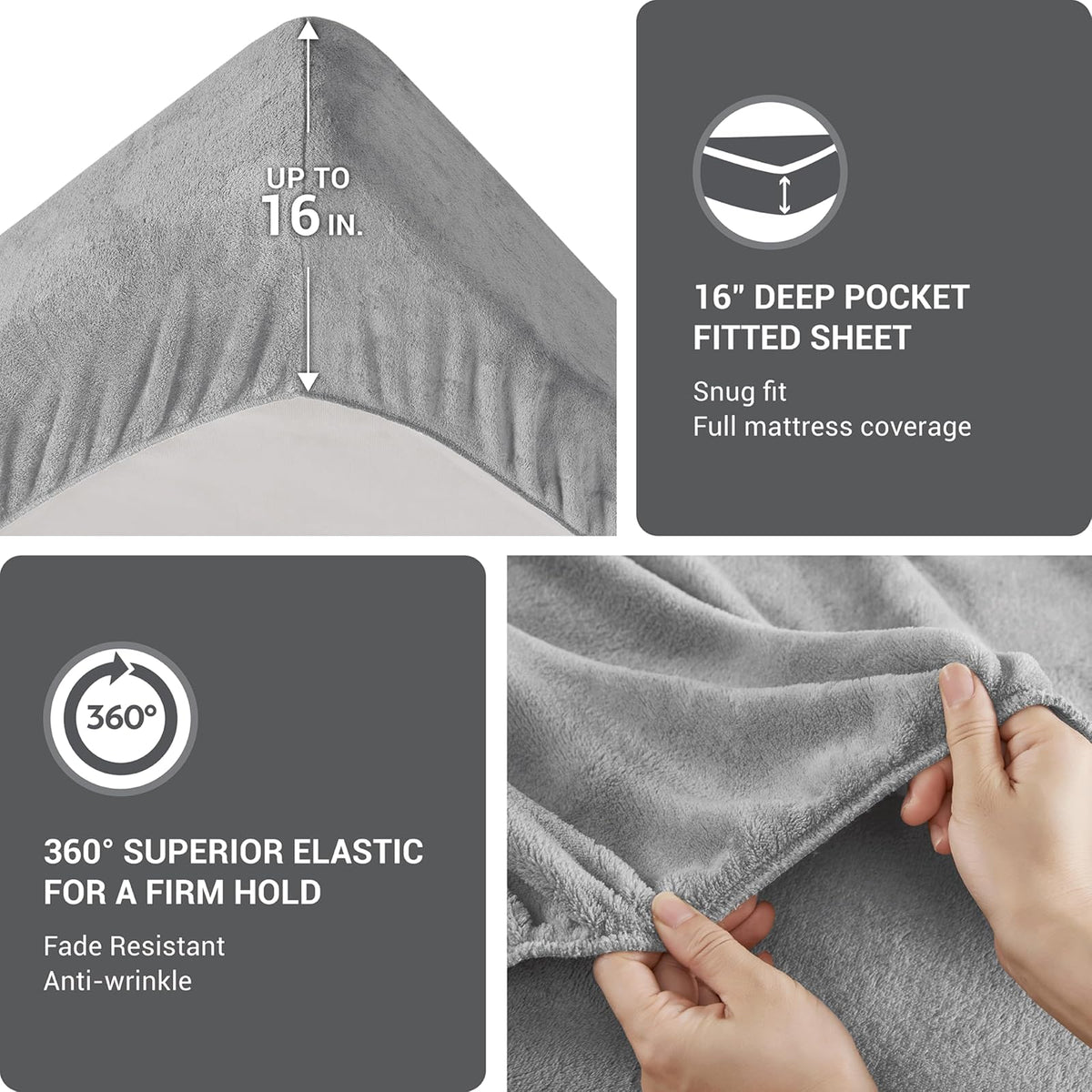 Sleep Philosophy True North Soloft Juego de Sábanas | Gris, individual, 4 piezas, felpa resistente a arrugas, bolsillo profundo 14 pulgadas
