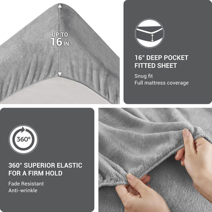 Sleep Philosophy True North Soloft Juego de Sábanas | Gris, individual, 4 piezas, felpa resistente a arrugas, bolsillo profundo 14 pulgadas