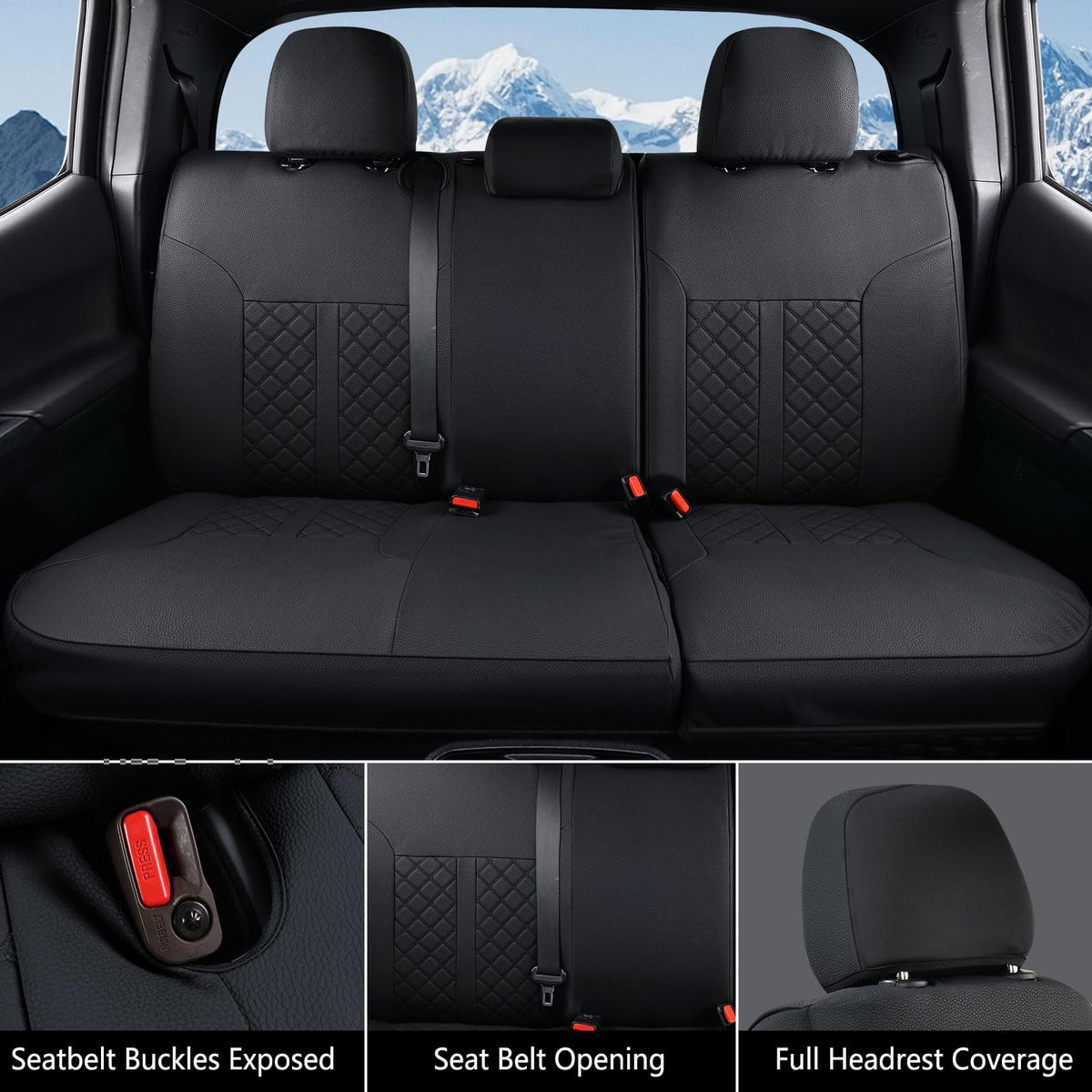 Truckiipa Tacoma - Juego Completo de Fundas de Asiento Impermeables de Piel para Toyota Tacoma 2005-2015, Juego Completo, Negro