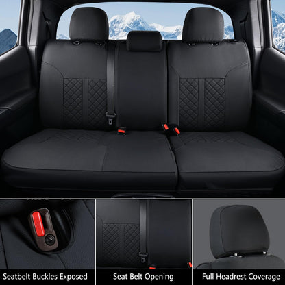 Truckiipa Tacoma - Juego Completo de Fundas de Asiento Impermeables de Piel para Toyota Tacoma 2005-2015, Juego Completo, Negro