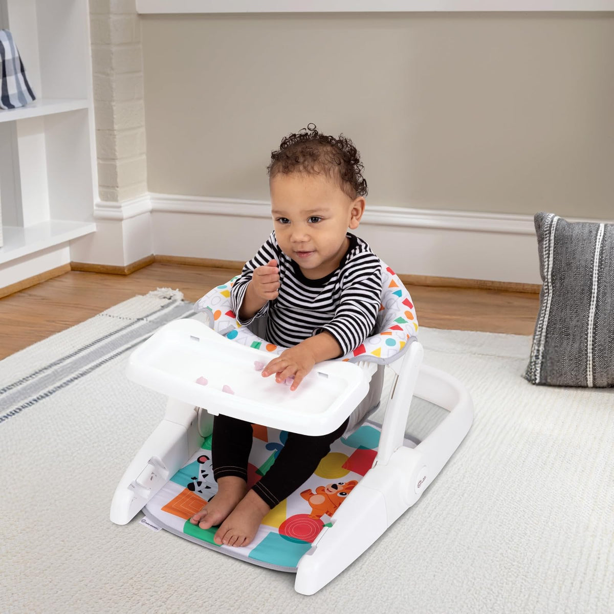 Baby Einstein Asiento de piso 4 en 1 Kickin' Tunes para Bebé, más de 50 melodías y frases, aprendizaje de colores y formas en 4 idiomas, 2 posiciones, piano desmontable, Unisex, a partir de 4 meses