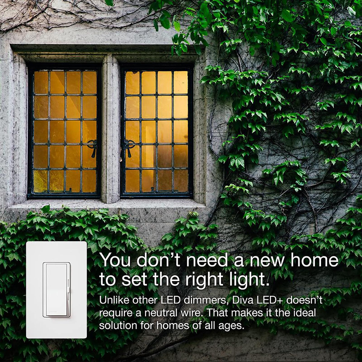 Lutron Diva LED+ Dimmer for Dimmable LED, Halogen and Incandescent Bulbs | Single-Pole or 3-Way | DVSCCL-153P-BI | Biscuit