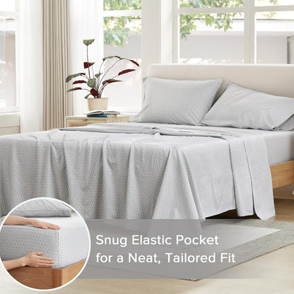 Comfort Spaces - Juego de sábanas 100% algodón Transpirable, Ligero, Suave con Bolsillo elástico de 12 Pulgadas, se Adapta a colchones de hasta 14 Pulgadas, Ropa de Cama acogedora para Todas Las