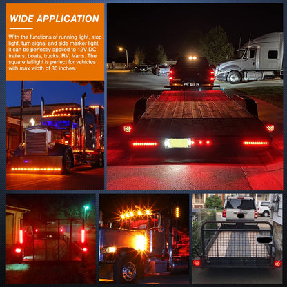 Nilight TR-155 Kit de Luces LED para Remolque, Parada Cuadrada, Ámbar/Rojo, Tercera Barra de Identificación de Freno, 12 V, para Barco/Caravana/Camión