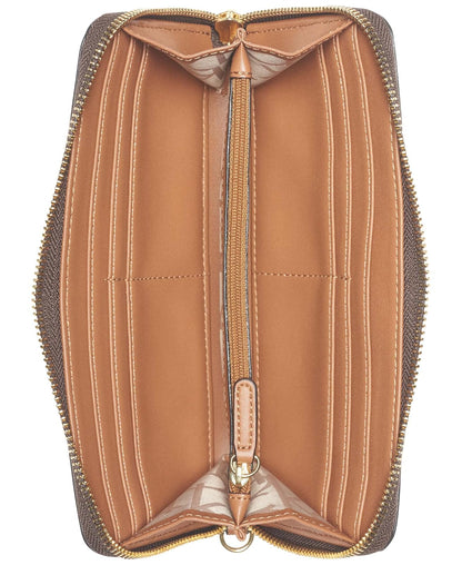 Calvin Klein Cartera Saffiano Continental con cremallera alrededor con correa para la muñeca