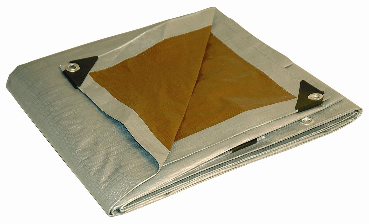 Dry Top Lona/Toldo Reversible de Trabajo Pesado, Plateado/Marrón - 3 m x 4 6 m