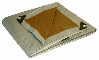Dry Top Lona/Toldo Reversible de Trabajo Pesado, Plateado/Marrón - 3 m x 4 6 m