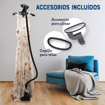 Oster® Vaporizador de Ropa de Pedestal Vertical, con Gancho 360° para Sostener las Prendas, Negro