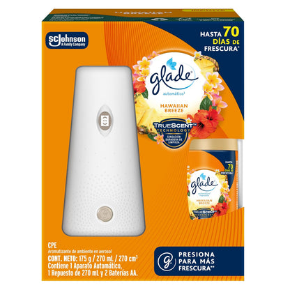 Glade Aromatizante Automático Vainilla, Aparato y Repuesto 270 ml - Hawaiian Breeze - Hawaiian Breeze