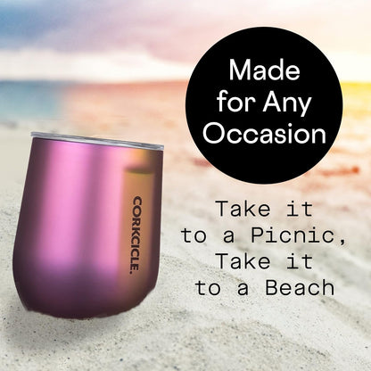 CORKCICLE | Vaso de Vino Térmica Sin Tallo |12 oz (355 ml) | Acero Inoxidable | Mantiene Frío 6 h y Caliente 3 h | Base Antideslizante | Diseño Nebulosa