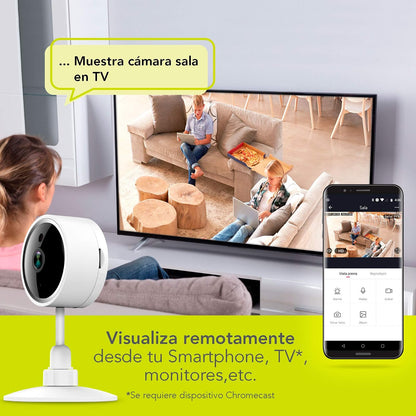 Lloyd's Cámara IP Inteligente WiFi Interior Full HD 1080P Visión Nocturna | Comunicación bidireccional, control desde aplicación móvil y compatibilidad con asistentes virtuales para monitoreo remoto.