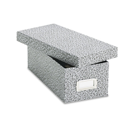 Oxford 40588 - Caja de almacenamiento para fichas con tapa abatible, color ágata negro y blanco, Negro, 3" x 5"
