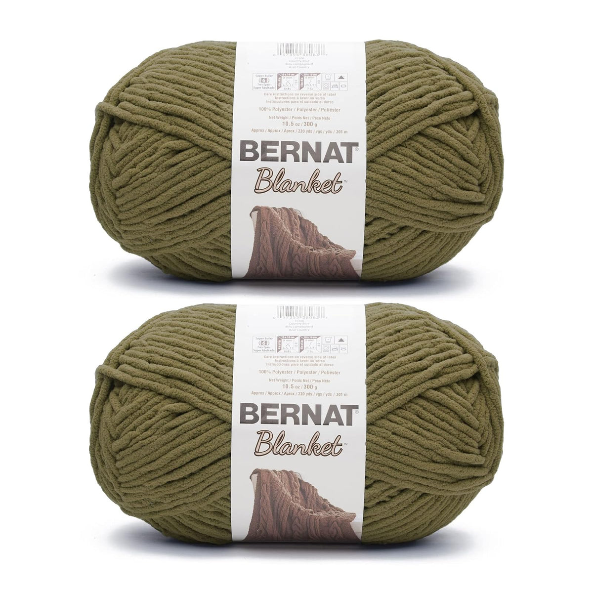 Bernat Blanket Estambre Chenille Súper Voluminoso, Paquete de 2 - Paquete de 2 - Oliva