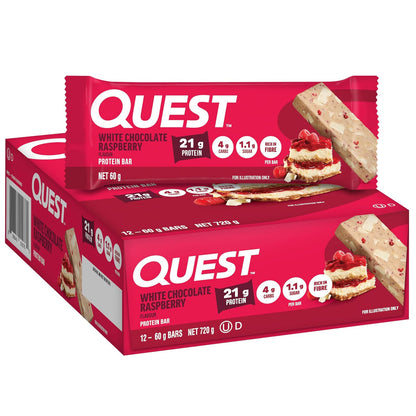 Quest Nutrition QuestBar Barra de Proteína Caja con 12 Piezas - White Chocolate Raspberry