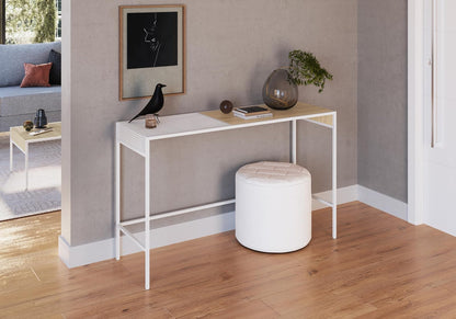 TUGOW Alterego Consola Bezen Color Blanco y Madera con Estructura Metálica de Acero y MDP