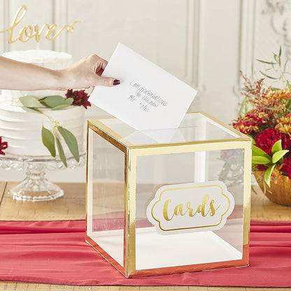 Kate Aspen - Caja para tarjetas de boda, talla única, transparente/dorado