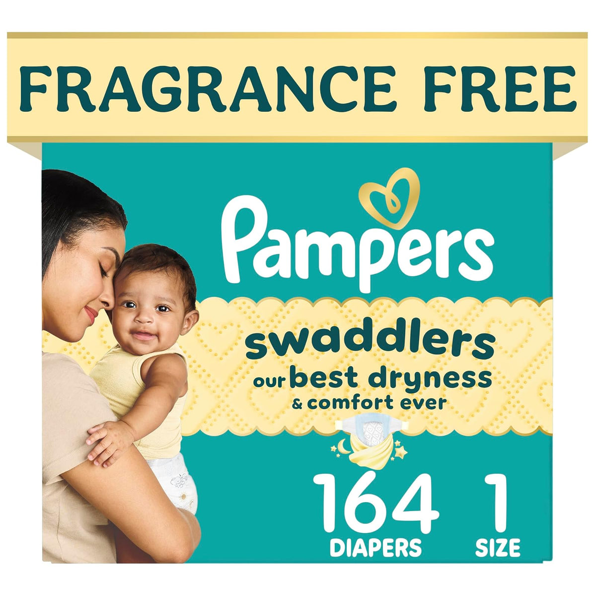 PAMPERS Swaddlers Pañales Desechables Unisex Etapa 1, 164 Uds, Bebé 4-6 Kg