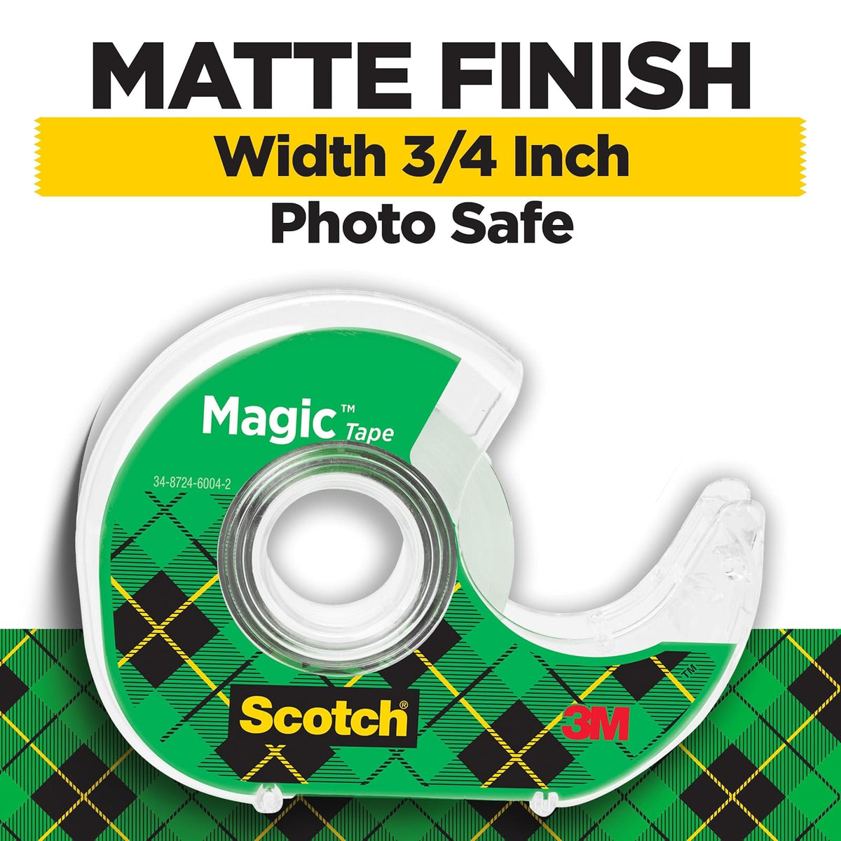 Scotch Magic Tape y dispensador de, 3/10,2 x 1.651 cm, 6-Pack (6122)