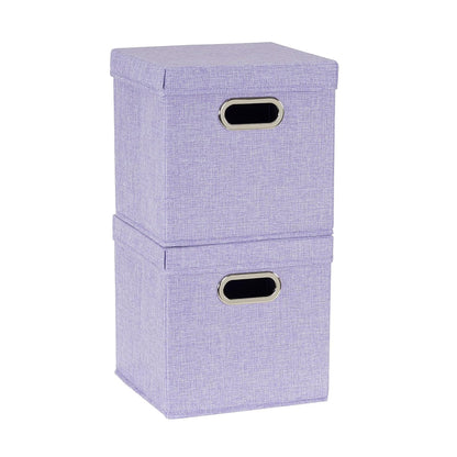 Household Essentials Café - Juego de cubos de almacenamiento con tapas y asas, púrpura (Purple Linen), 1