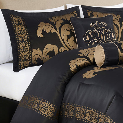 Chezmoi Collection Set de edredón de 7 Piezas Estilo Floral Bed-in-a-Bag