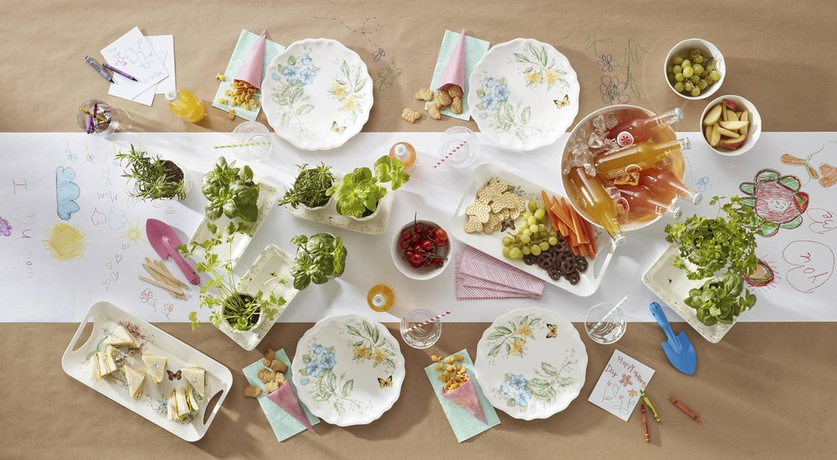 Lenox Butterfly Meadow Melamine Dinner Plates (Set of 4), White
