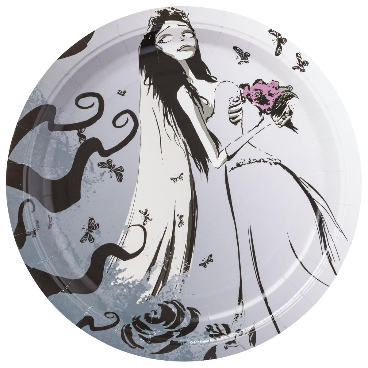 Silver Buffalo Tim Burton's Corpse Bride Paquete de 32 platos y servilletas desechables para fiestas