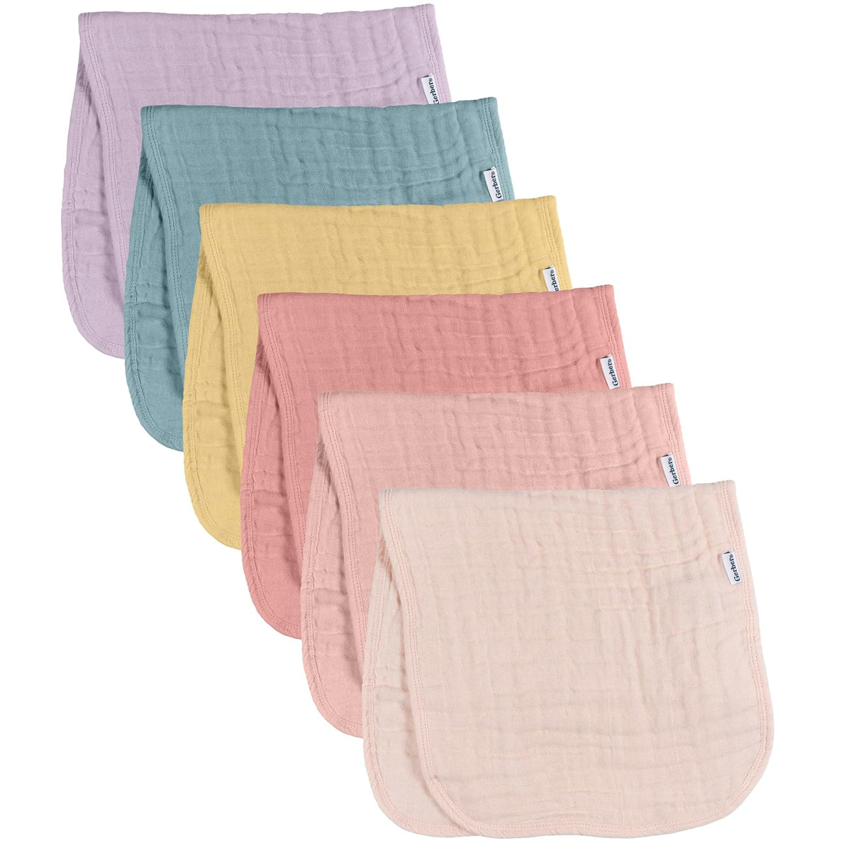 Gerber Baby - Paños Unisex de Muselina para eructos, Paquete de 6, Arco Iris, tamaño Grande, 20 x 10 Pulgadas