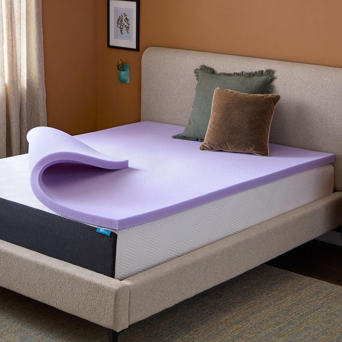 LUCID Colchoneta de Memory Foam con Infusión de Lavanda - Individual - 5 cm - Lavanda