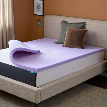 LUCID Colchoneta de Memory Foam con Infusión de Lavanda - Individual - 5 cm - Lavanda