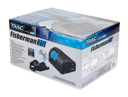 Camco TRAC-Outdoor Products Fisherman 25-G3 - Cabrestante de Anclaje eléctrico - Anclajes de hasta 25 Libras - Incluye 100 pies de Cuerda de Anclaje preenrollada con Uso (69002), Color Negro
