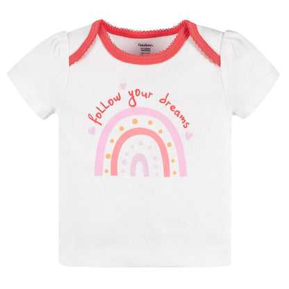 Gerber Estampado Set 4 Piezas: 2 Playeras, Falda y Legging para Bebé-Niñas