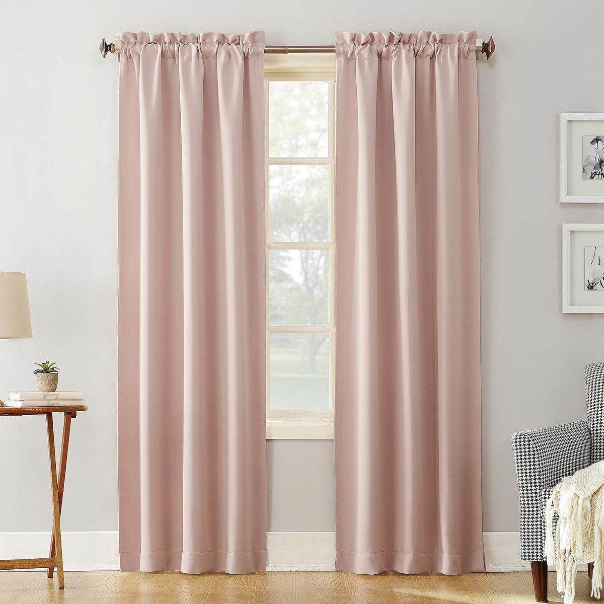 Sun Zero Andorra Panel de Cortina Transparente Flores Aplastadas Rojo - Rosa pálido - 101.6An x 213.4Al cm (1 Paneles)