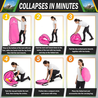 Wakeman Outdoor - Tienda de campaña de privacidad para Ducha, vestidor o Inodoro portátil con Bolsa de Transporte para Camping, Playa o portón Trasero (Rosa)