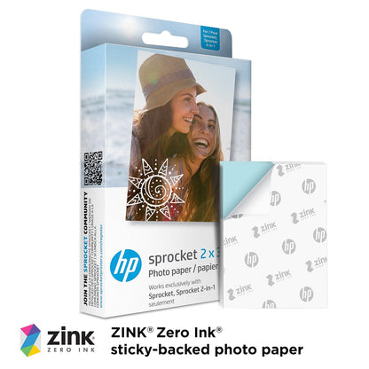 HP Sprocket 2x3" Premium Zink Sticky Back Photo Paper (20 Sheets) Compatible with HP Sprocket Photo Printers.