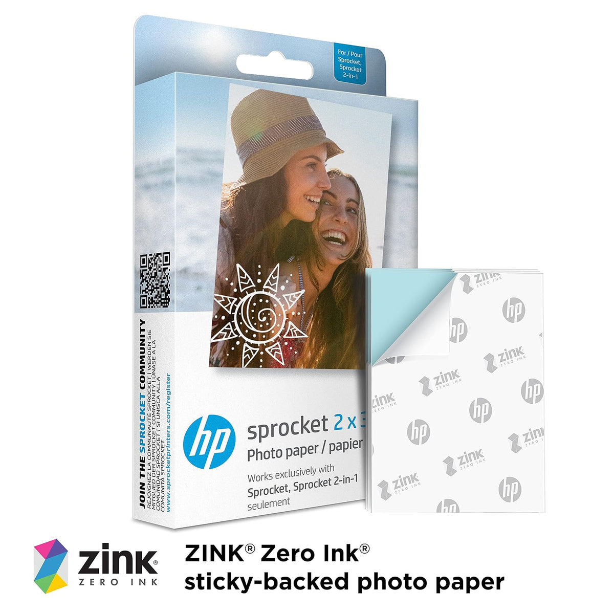 Papel Fotográfico Autoadhesivo HP ZINK® 5x7.6 cm/2x3 in, 20 Hojas (1WS91A)